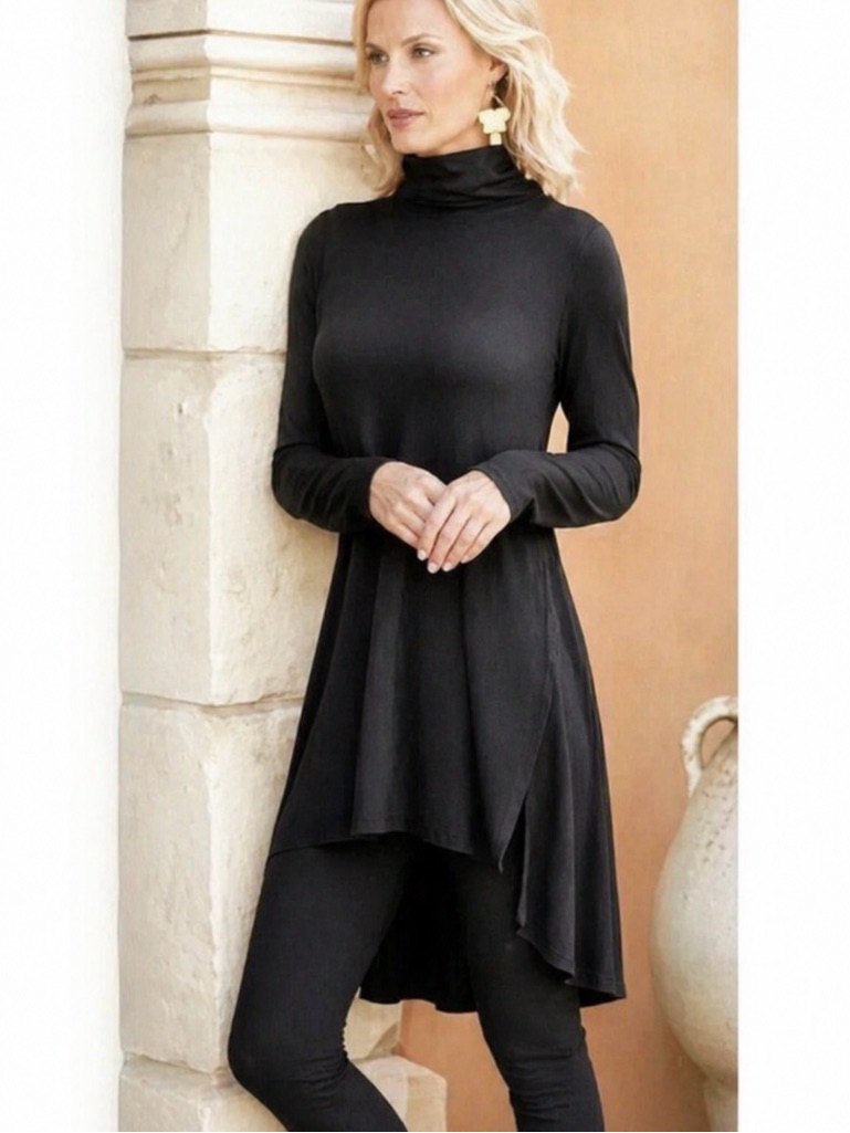 Soft Surroundings Turtleneck Cassandra Tunic Sweater Dress Women's S Dc2 Wool